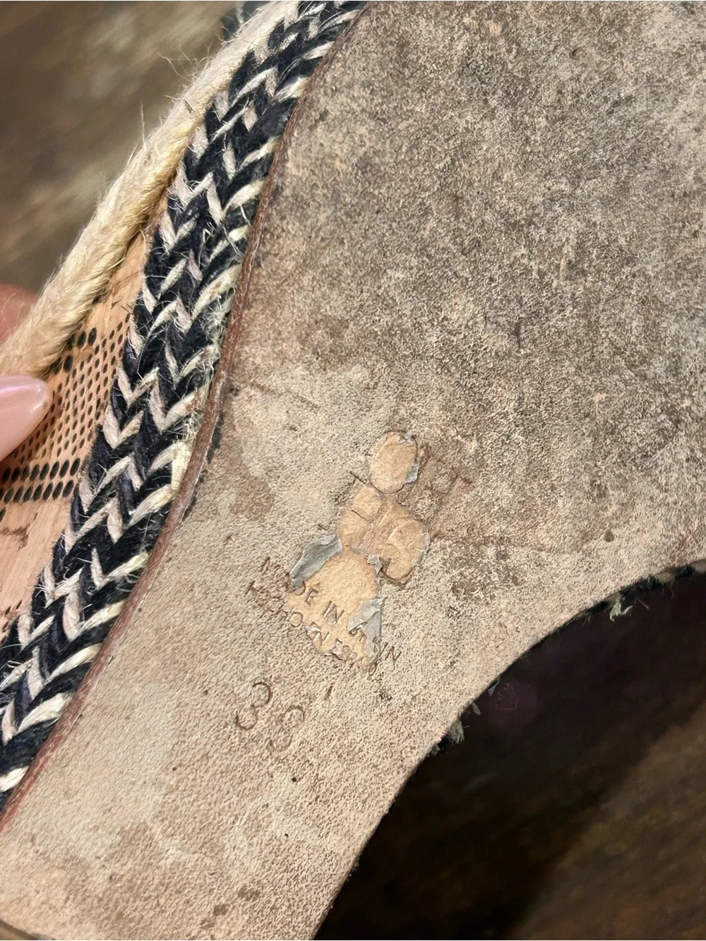 Carolina Herrera leather cork Espadrille wedges black/tan size 8 1/2